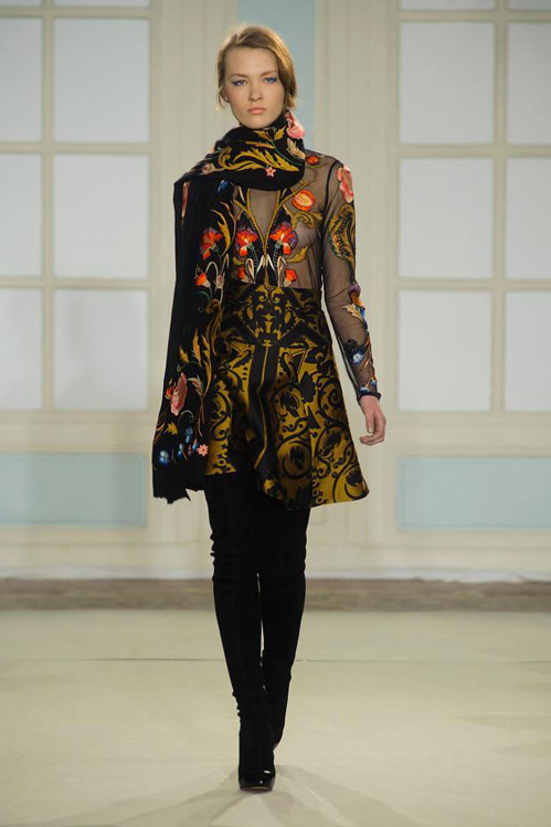 Thigh-high boots and winter florals by Temperley London for Fall-Winter 2014/2015