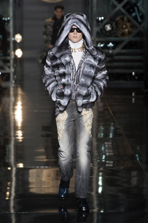 Versace fur 2025 coat mens