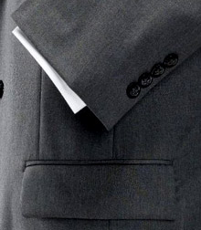 Men's suit jacket and its sewn shut pockets
