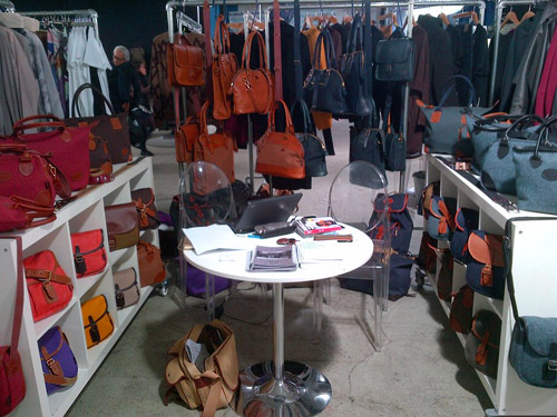 Hand crafted English bags by John Chapman at Pitti Immagine Uomo 86